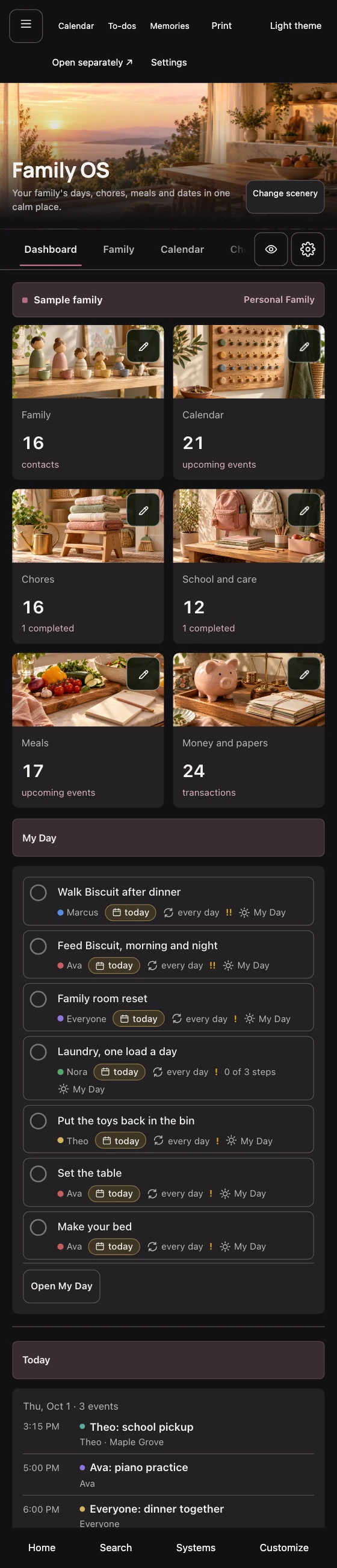 Family board on a phone